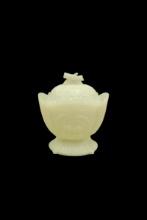 Milk Glass Cherry Pattern Sugar Bowl