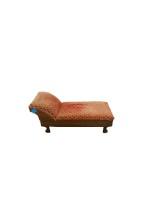 Antique Miniature Oak Fainting Sofa with Storage Compartment
