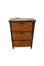 Wood Storage Shelf with Wicker Drawers