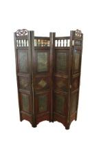 Wooden Divided Screen with Metal Palm Tree INSerts