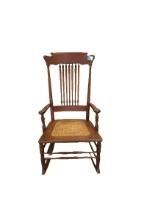 Antique Oak Rocker with Cane Seat
