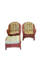 2 Real Wicker Chairs & Ottoman