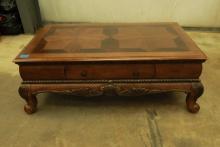 Wooden Inlaid Coffee Table with Drawer