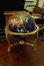 Gemstone Globe on Brass Base