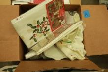 Box of Assorted Linens & Misc