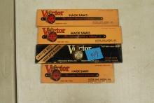 4 Boxes of Assorted Victor Hack Saw Blades in Metal Boxes