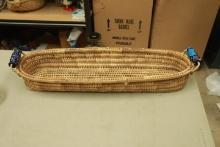 Woven Basket with Delft Handles