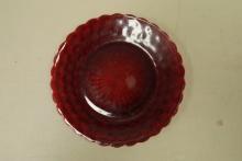 Ruby Glass Bubble Pattern Depression Plate