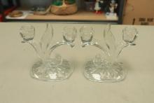 Pair of Vintage Glass Candle Holders