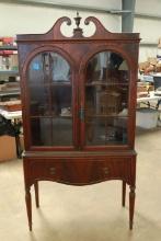 Antique Mahogany Glass Door China Cabinet