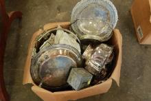 Box of Assorted Silver Plate