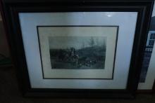 Antique Framed Fox Hunting Print