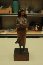Carved Wooden Lady Figurine
