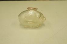 Small Amber Glass Piggy Bank