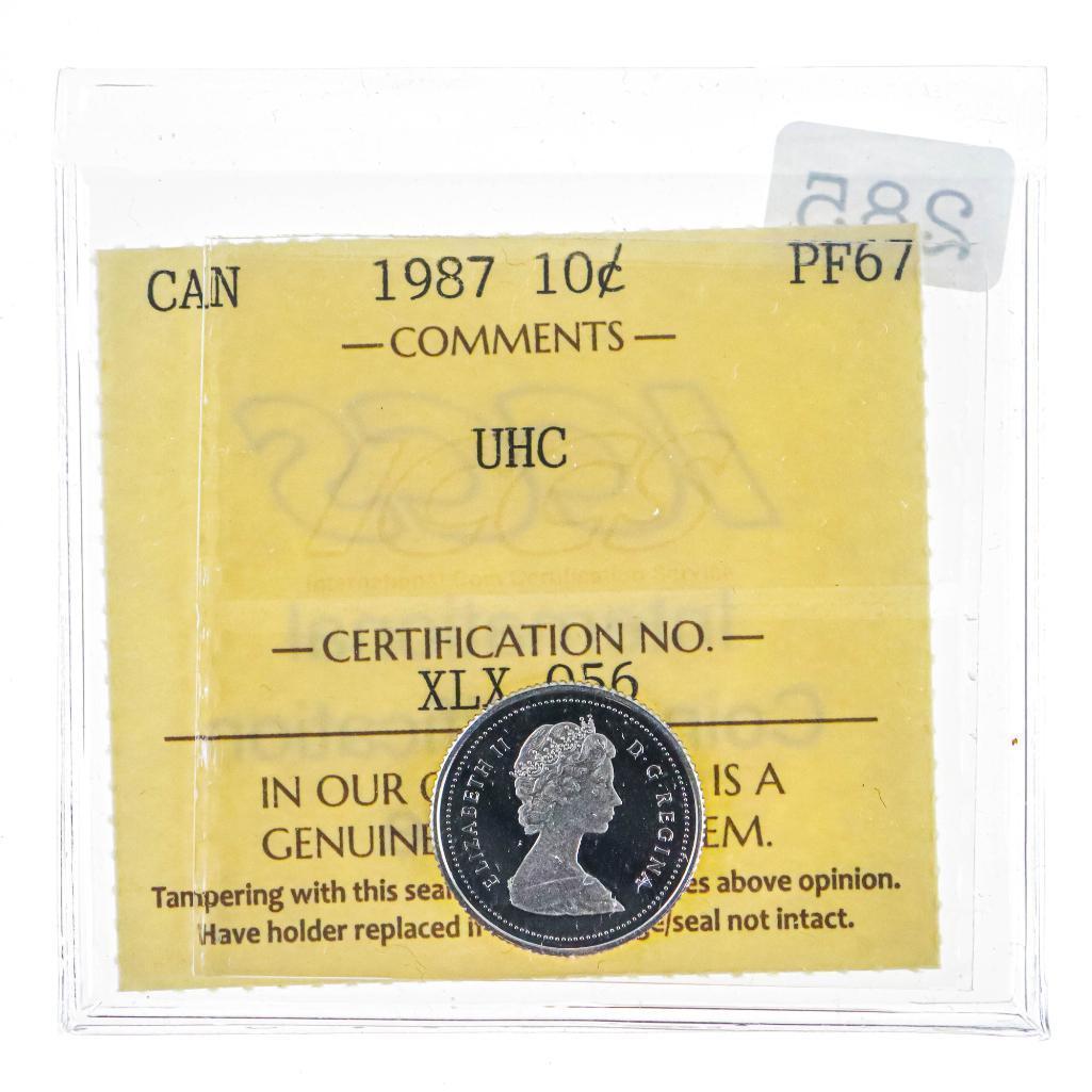 Canada 1987 Silver 10 C PF67 UHC ICCS