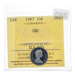 Canada 1987 Silver 10 C PF67 UHC ICCS