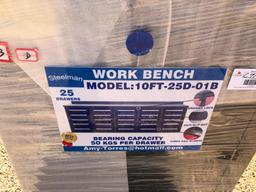 Unused Steelman 10ft Work Bench with 25 Drawers