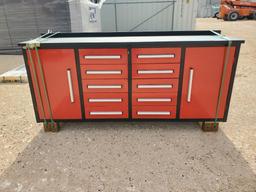 Unused Steelman 7Ft Work Bench w/ 10 Drawers 2 Cabinet