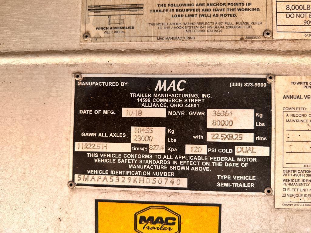 2019 MAC 53Ft Aluminum Combo Flat Bed Trailer