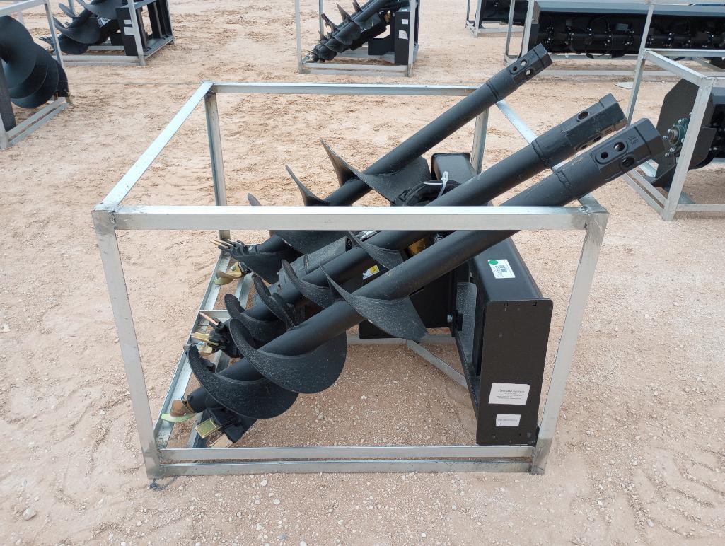Unused Greatbear Skid Steer Auger Attachment w/ 18", 12" and 9" Augers