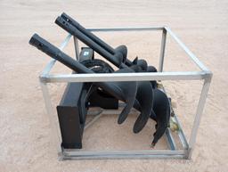 Unused Greatbear Skid Steer Auger Attachment w/ 18", 12" and 9" Augers