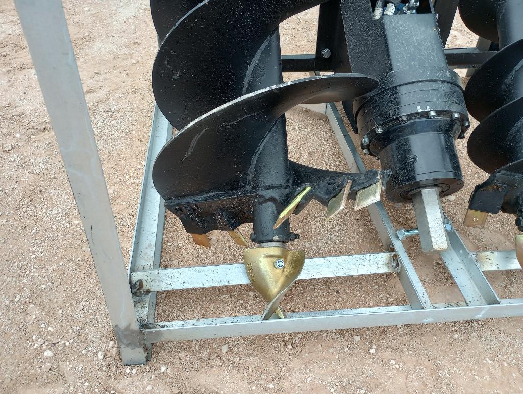 Unused Greatbear Skid Steer Auger Attachment w/ 18", 12" and 9" Augers