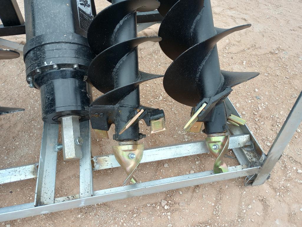 Unused Greatbear Skid Steer Auger Attachment w/ 18", 12" and 9" Augers