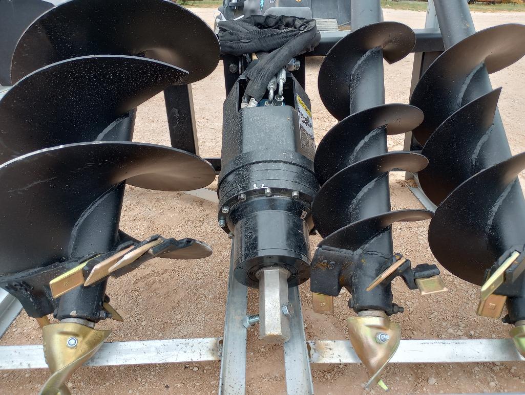 Unused Greatbear Skid Steer Auger Attachment w/ 18", 12" and 9" Augers
