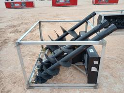 Unused Greatbear Skid Steer Auger Attachment w/ 18", 12" and 9" Augers