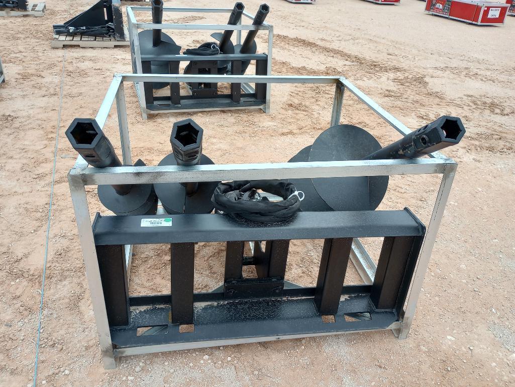 Unused Greatbear Skid Steer Auger Attachment w/ 18", 12" and 9" Augers