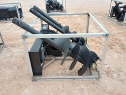 Unused Greatbear Skid Steer Auger Attachment w/ 18", 12" and 9" Augers