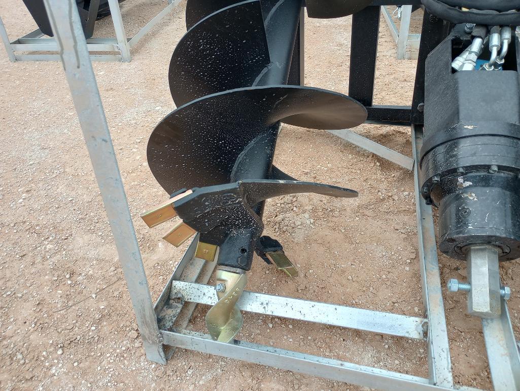 Unused Greatbear Skid Steer Auger Attachment w/ 18", 12" and 9" Augers