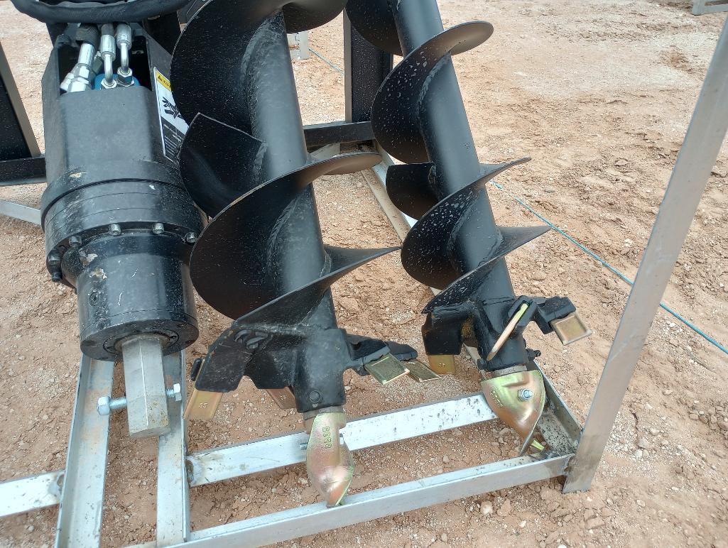 Unused Greatbear Skid Steer Auger Attachment w/ 18", 12" and 9" Augers