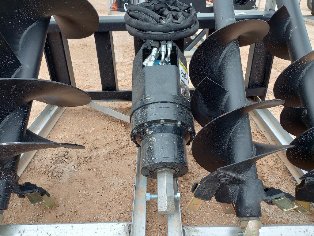 Unused Greatbear Skid Steer Auger Attachment w/ 18", 12" and 9" Augers