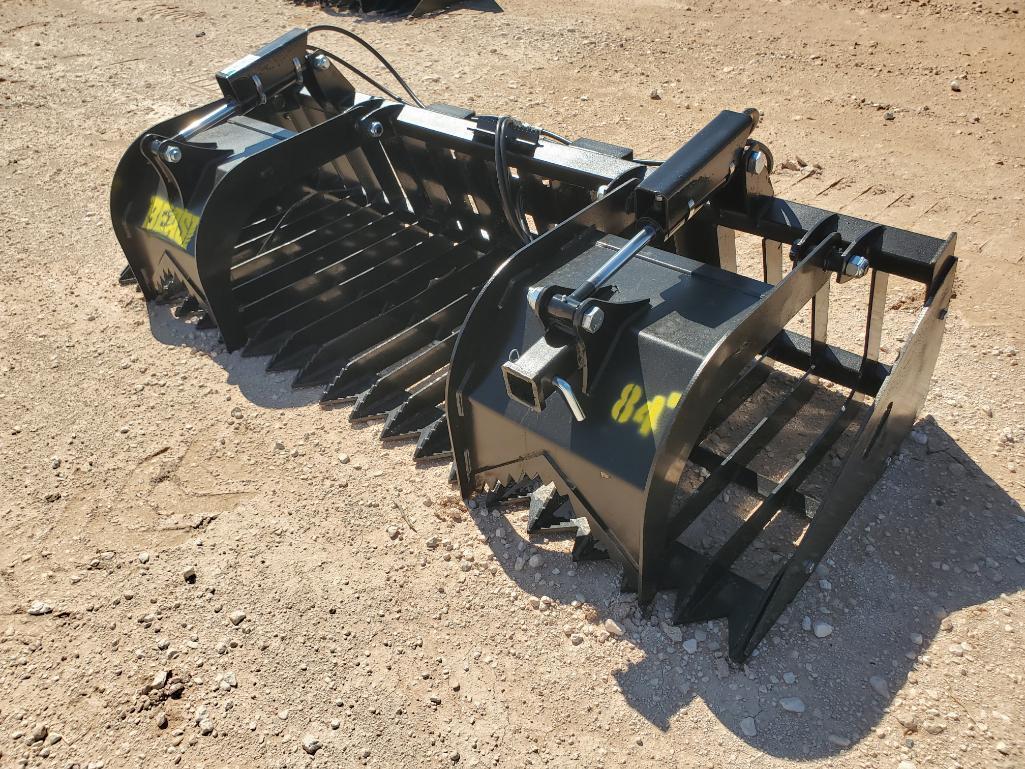 Unused 84'' Rock and Brush Grapple w/Bolt on Side Plates and w/rec Hitch