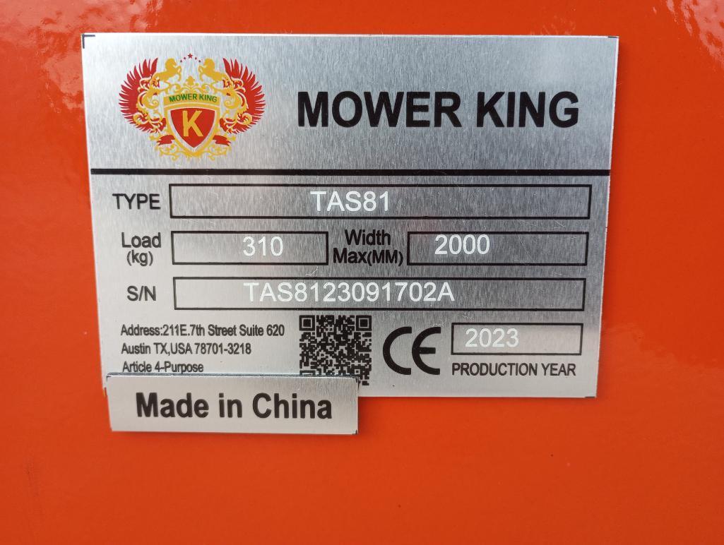 Unused Mower King TAS81 6Ft Rotary Tiller