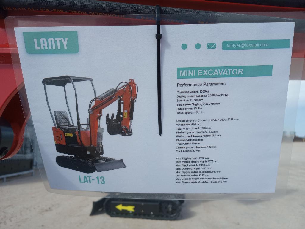 Unused 2023 Lanty LAT-13 Mini Excavator