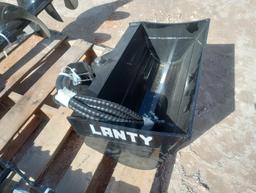 Unused Lanty Mini Excavator Attachments, Root Rake, Bucket Clamp, Post Hole Auger, Ripper Tooth