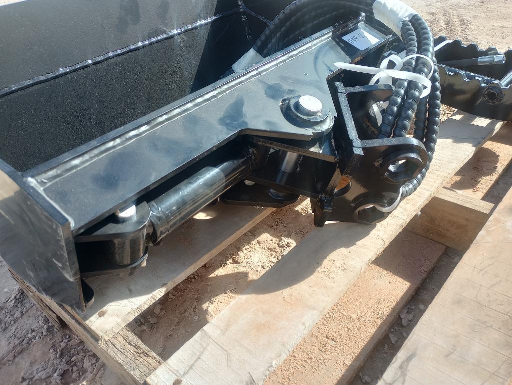 Unused Lanty Mini Excavator Attachments, Root Rake, Bucket Clamp, Post Hole Auger, Ripper Tooth