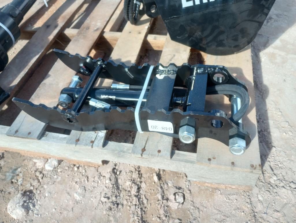 Unused Lanty Mini Excavator Attachments, Root Rake, Bucket Clamp, Post Hole Auger, Ripper Tooth