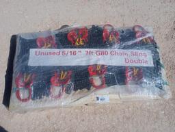 (8) Unused 5/16'' 7ft G80 Double Chain Sling