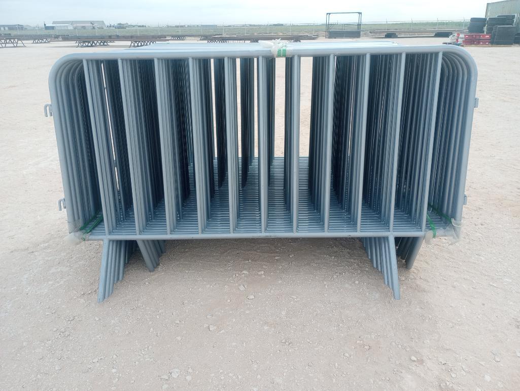 (40) Sections of Unused AGT Portable Galvanized Construction Site Fence- 4ft x 7ft Sections