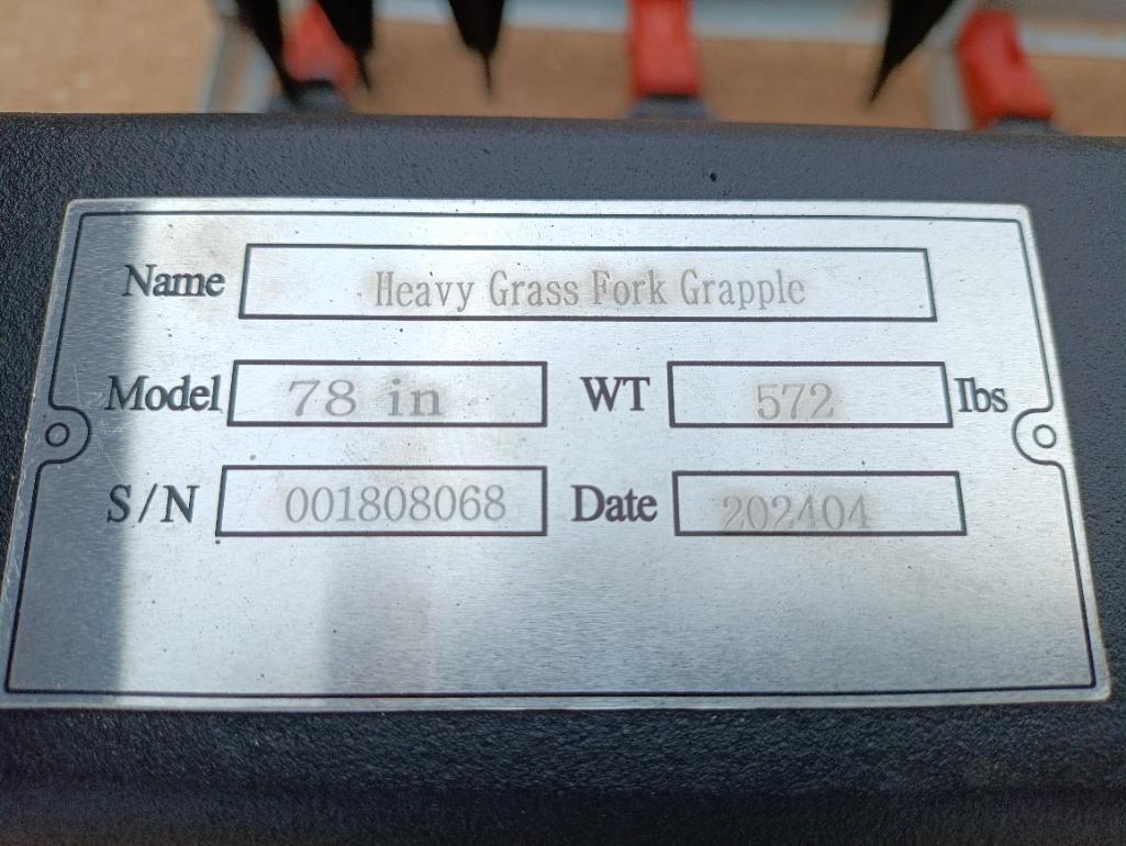 Unused 78" Hydraulic Root Grapple (Skid Steer Attachment)