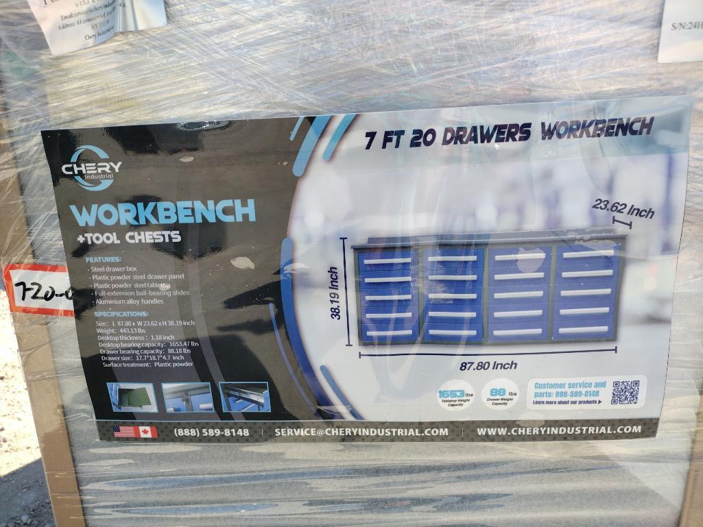 Unused Chery 7Ft 20 Drawers Workbench/ Tool Chest