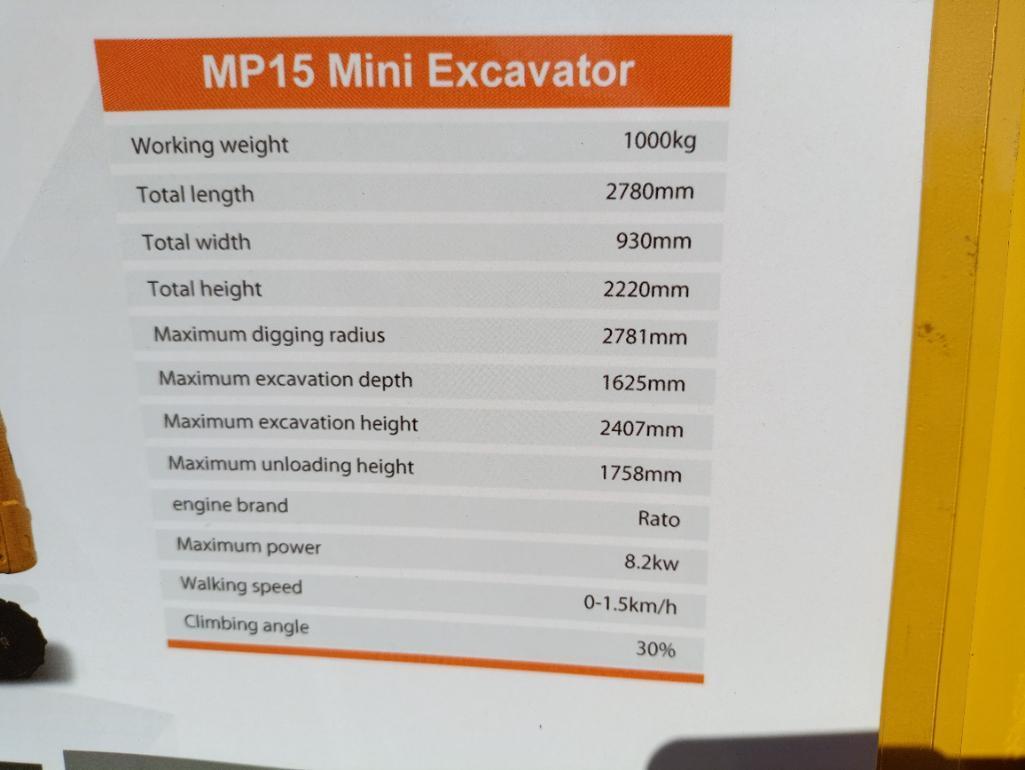 Unused 2024 MachPro MP15 Mini Excavator
