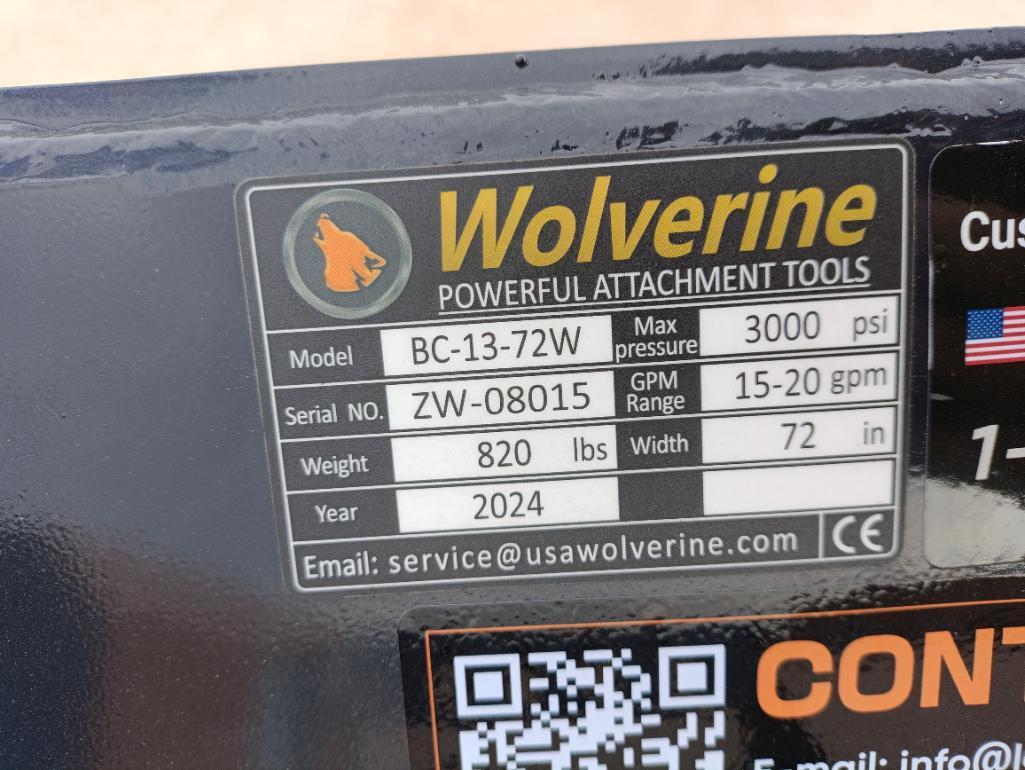 Unused 2024 Wolverine BC-13-72W Skid Steer Brush Cutter