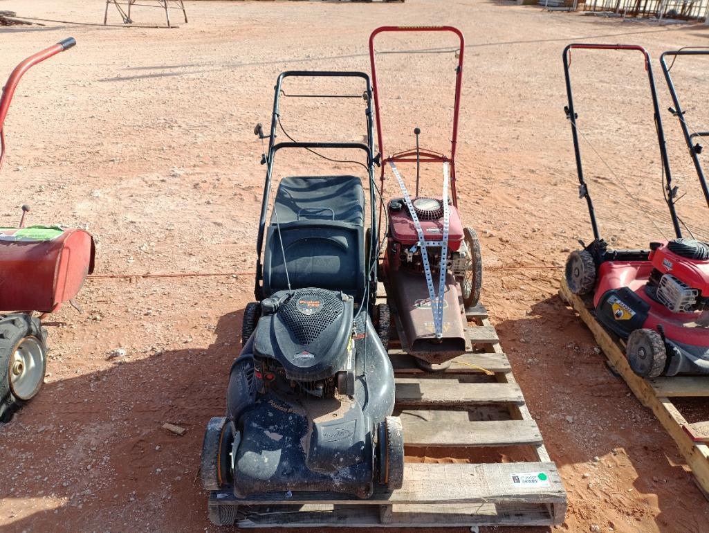 (1) Quantum 5hp Trimmer Mower, (1) Poulan Pro Push Mower