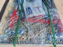 (5) Unused Chery Ratchet Binders and (10) 5/16'' 20ft Chains