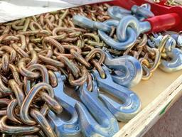 (5) Unused Chery Ratchet Binders and (10) 5/16'' 20ft Chains