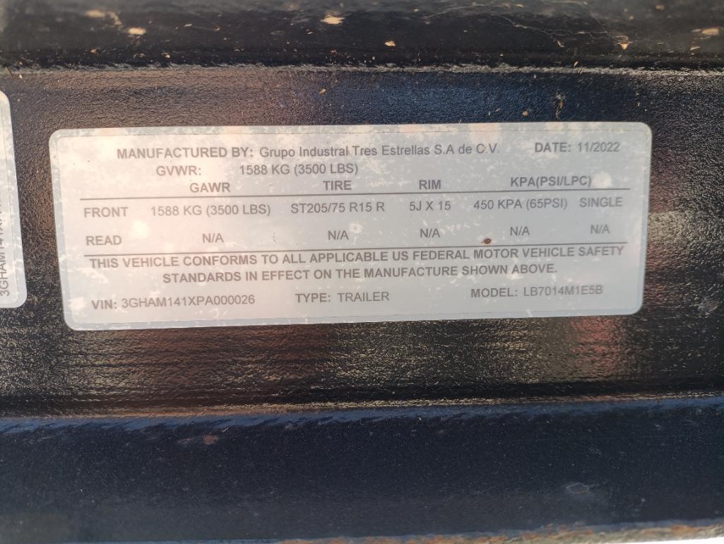 Gitesa Single Axle Utility Trailer VIN# 00026